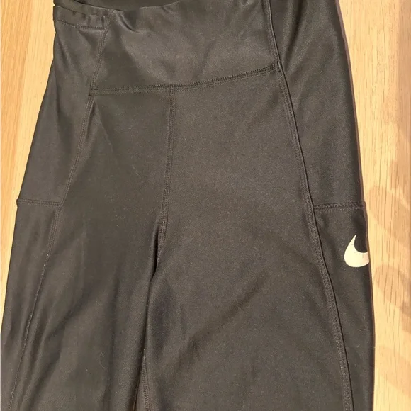 Nike Girls Black Dri-Fit Leggings with White Swoosh - L - Picture 5 of 7